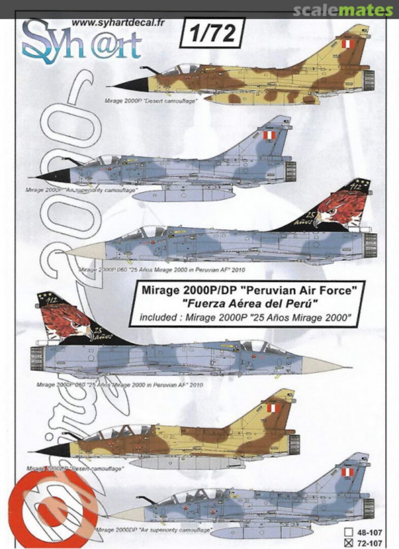 Boxart Mirage 2000 P / DP "25 years 412sqn" Peruvian Air Force 72-107 Syhart