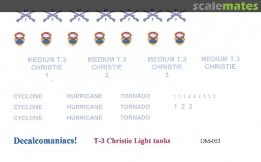 Boxart T-3 Christie Light Tanks DM-035 Decalcomaniacs! Boxart T-3 Christie Light Tanks DM-035 Decalcomaniacs!
