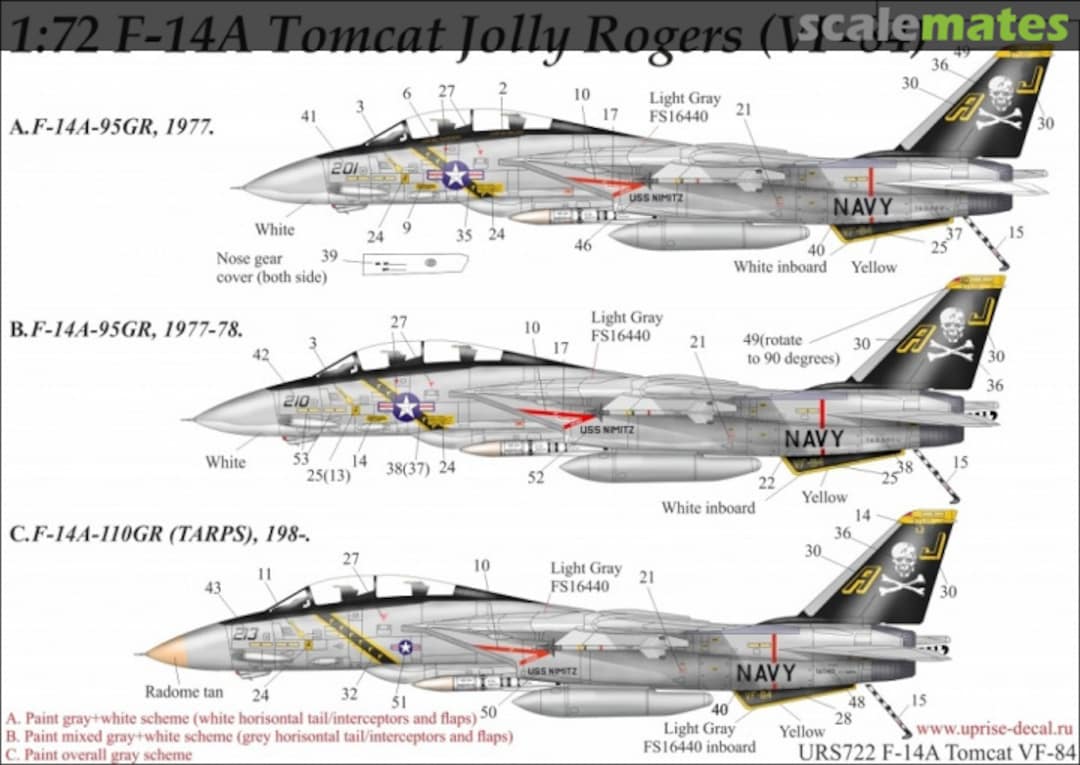 Boxart F-14A Tomcat VF-84 Jolly Rogers Hi-Viz URS722 UpRise Decal Boxart F-14A Tomcat VF-84 Jolly Rogers Hi-Viz URS722 UpRise Decal
