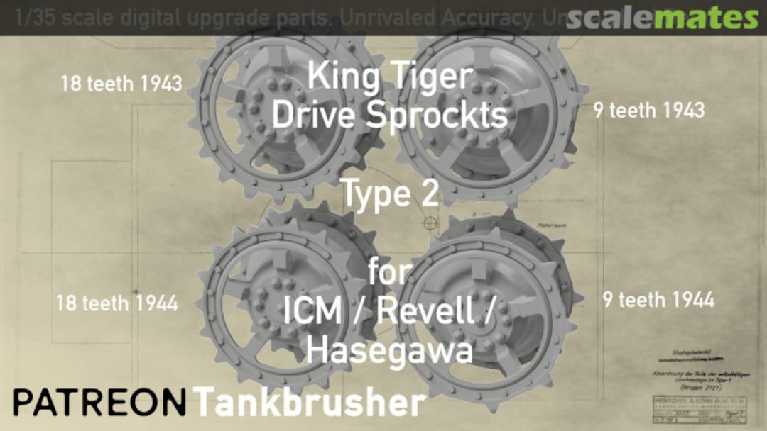 Boxart King Tiger Drive Sprockets Type 2 352401008 Tankbrusher Scale Modeling Boxart King Tiger Drive Sprockets Type 2 352401008 Tankbrusher Scale Modeling