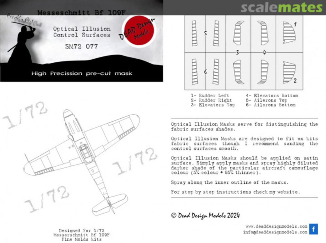 Boxart Messerschmitt Bf 109F - Optical Illusion Control Surfaces SM72077 DEAD Design Models