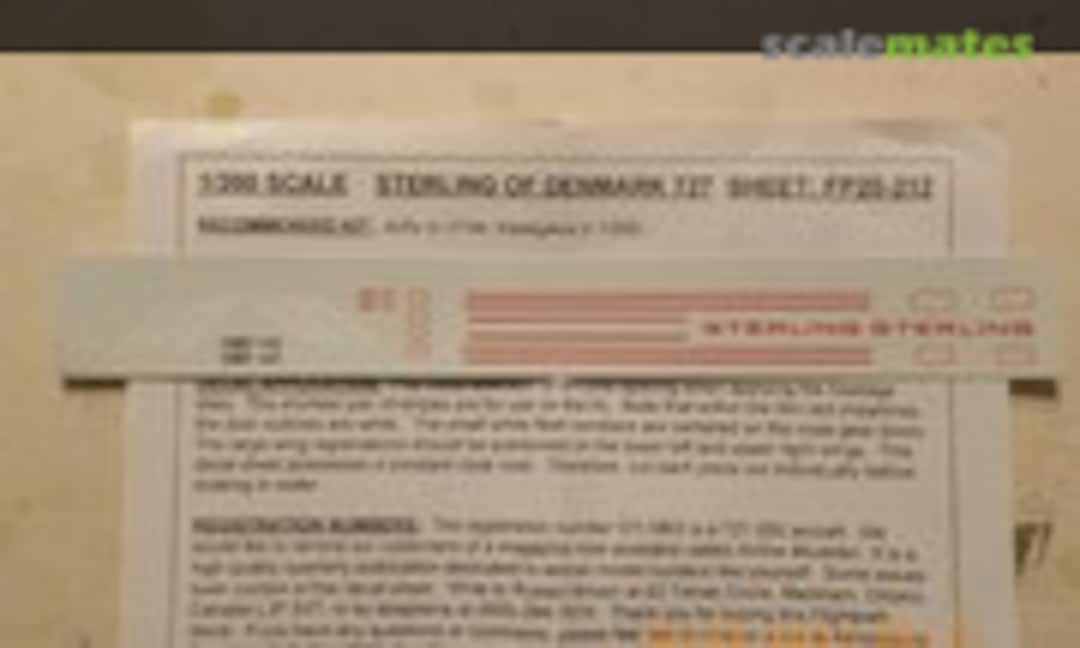 1:200 Boeing 727 Sterling (Flightpath Decals FP20-212) FP20-212