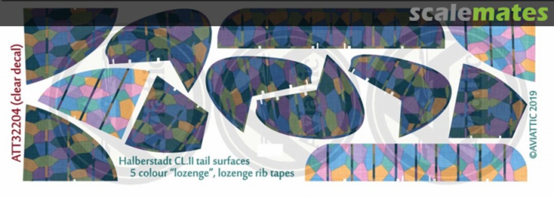 Boxart Halberstadt CL.II tail surfaces 5 colour 'lozenge' with lozenge rib tapes (Clear decal paper) ATT32204 Aviattic Boxart Halberstadt CL.II tail surfaces 5 colour 'lozenge' with lozenge rib tapes (Clear decal paper) ATT32204 Aviattic