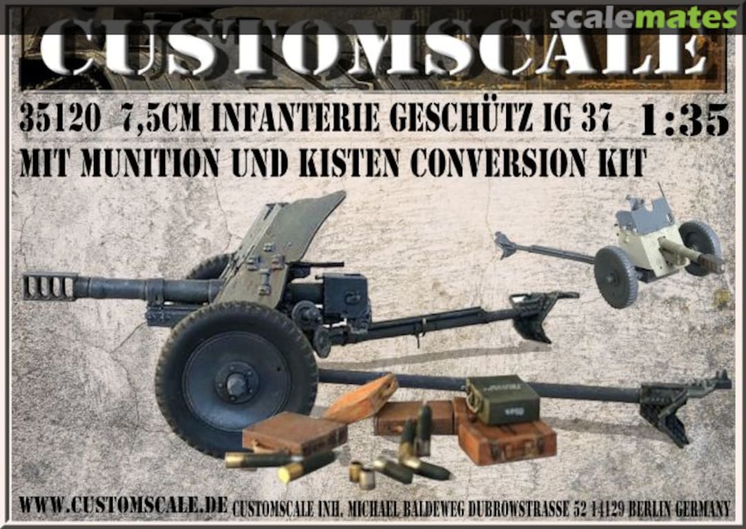 Boxart 7,5cm Infanteriegeschütz IG37 mit Munition und Kisten conversion kit 35120 Custom-Scale