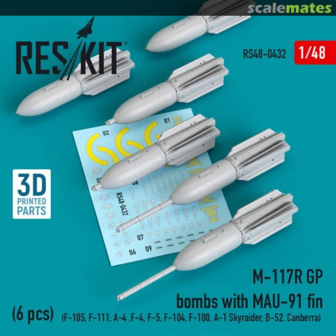 Boxart M-117R GP Bombs w/ MAU-91 Fin RS48-0432 ResKit