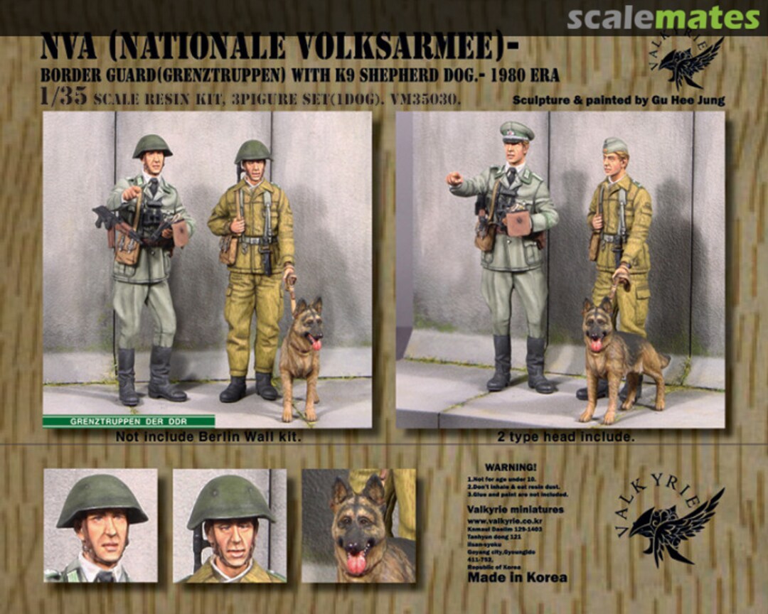 Boxart NVA Border Guards with dog - 1980 era VM35030 Valkyrie Miniature Boxart NVA Border Guards with dog - 1980 era VM35030 Valkyrie Miniature