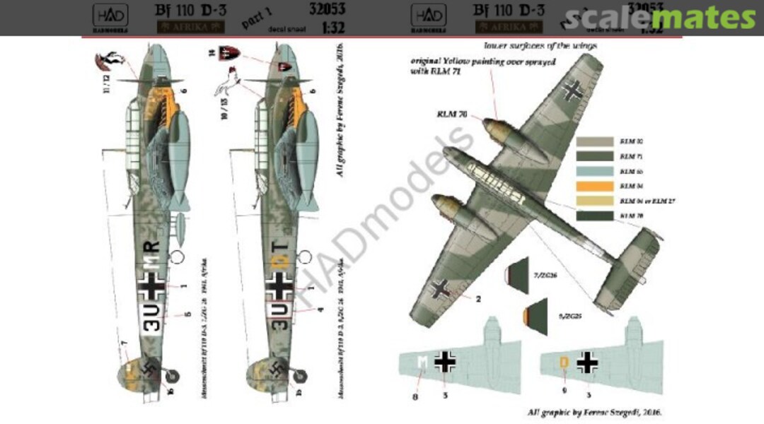 Boxart Messerschmitt Bf 110 D-3 "Afrika", part 1 32053 HADmodels 