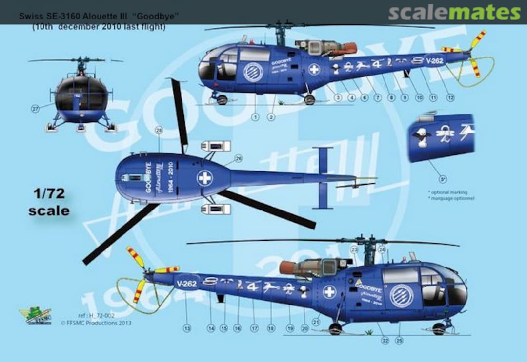 Boxart Swiss SE-3160 Alouette III "Goodbye" H 72-002 FFSMC Productions Boxart Swiss SE-3160 Alouette III "Goodbye" H 72-002 FFSMC Productions