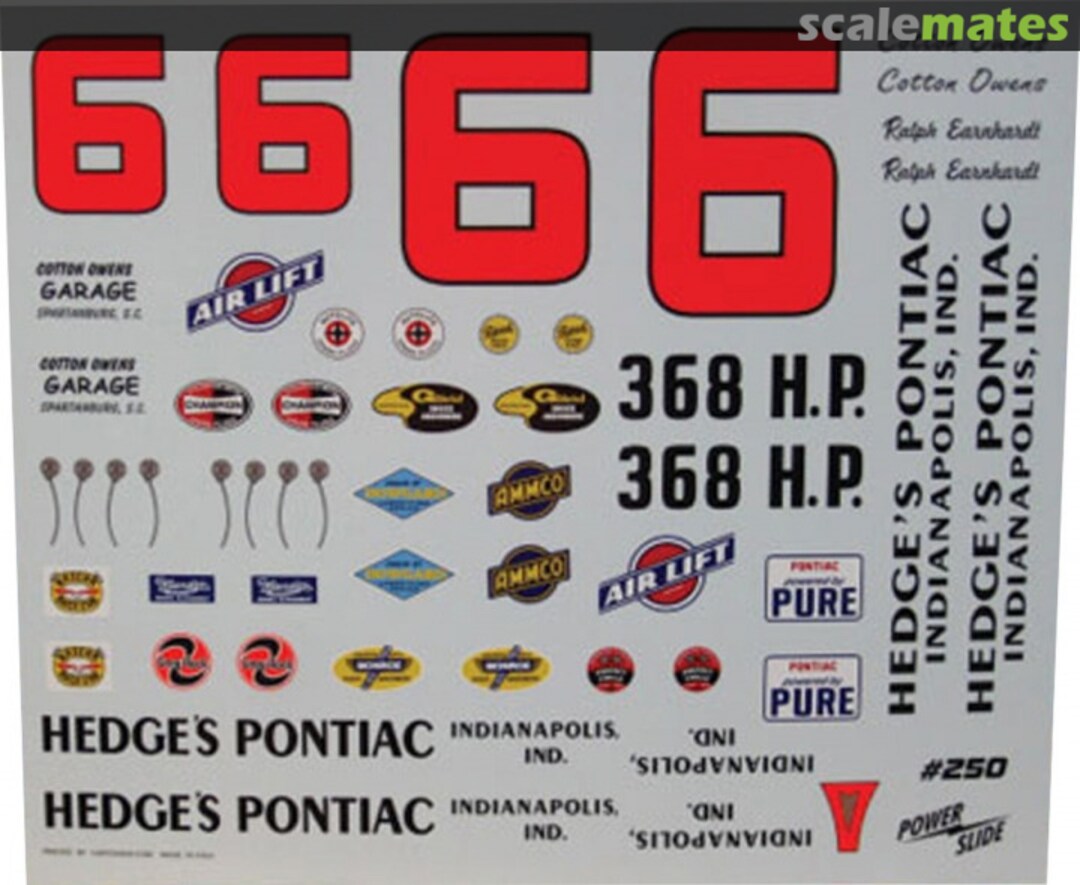 Boxart NASCAR Pontiac #6 Ralph Earnhardt Cotton Owens 1961 PWS-36 Powerslide Decals Boxart NASCAR Pontiac #6 Ralph Earnhardt Cotton Owens 1961 PWS-36 Powerslide Decals