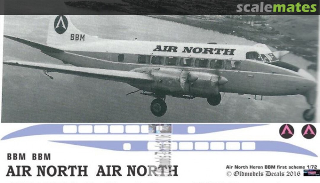 Boxart Air North Heron 1B BBM early scheme OMD1023B Oldmodels Decals