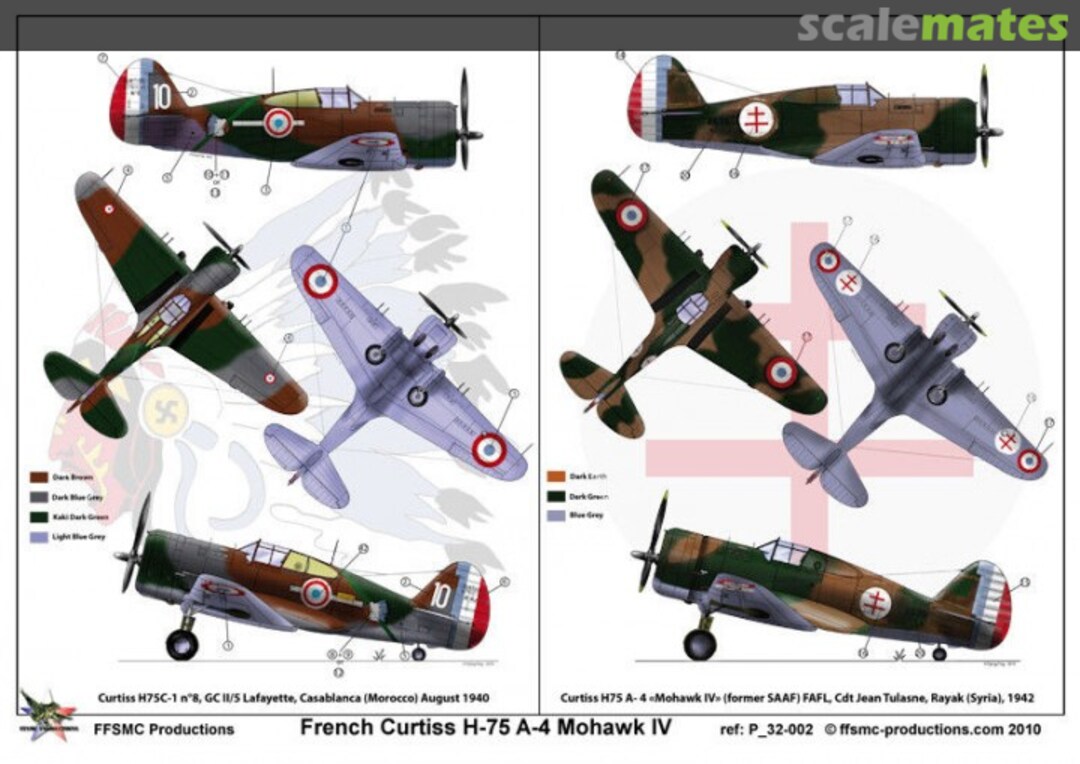 Boxart French Curtiss H-75 A-4 Mohawk IV P 32-002 FFSMC Productions Boxart French Curtiss H-75 A-4 Mohawk IV P 32-002 FFSMC Productions