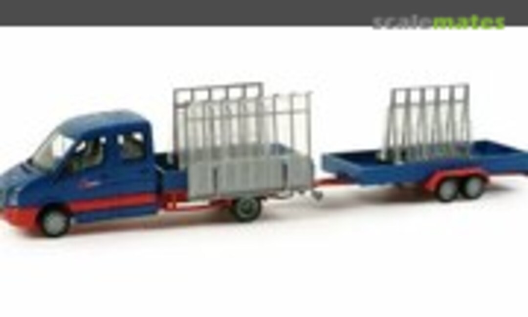 1:87 VW Crafter Doka Pritsche mit Hänger &quot;Riwa-Bau&quot; (Herpa 048811)