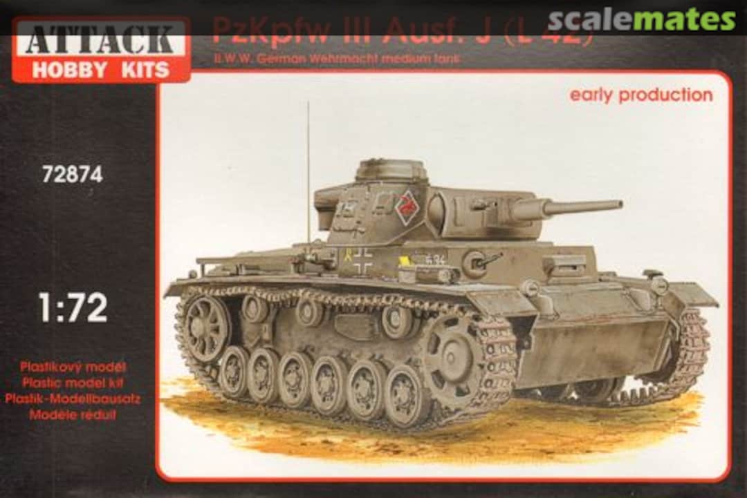 Boxart Pz.Kpfw. III Ausf. J (L42) 72874 Attack Hobby Kits Boxart Pz.Kpfw. III Ausf. J (L42) 72874 Attack Hobby Kits