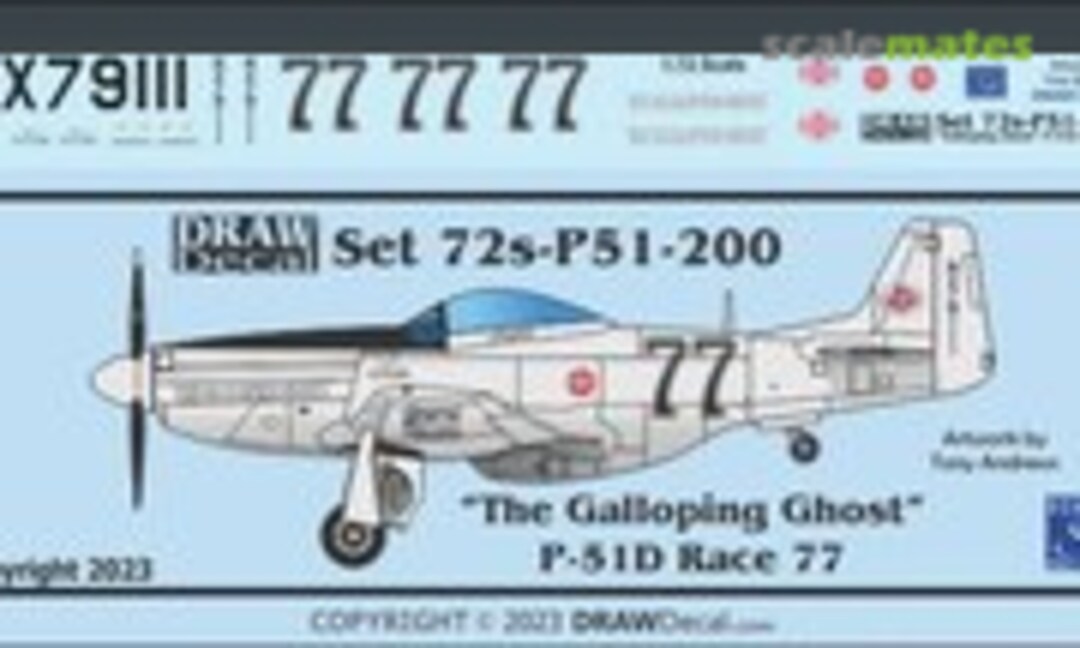 1:72 “The Galloping Ghost” P-51D Race 77 (Draw Decal 72-P51-200) 72-P51-200