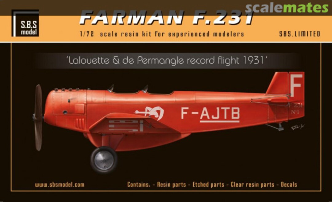 Boxart Farman F.231 SBS-703X SBS Model Boxart Farman F.231 SBS-703X SBS Model
