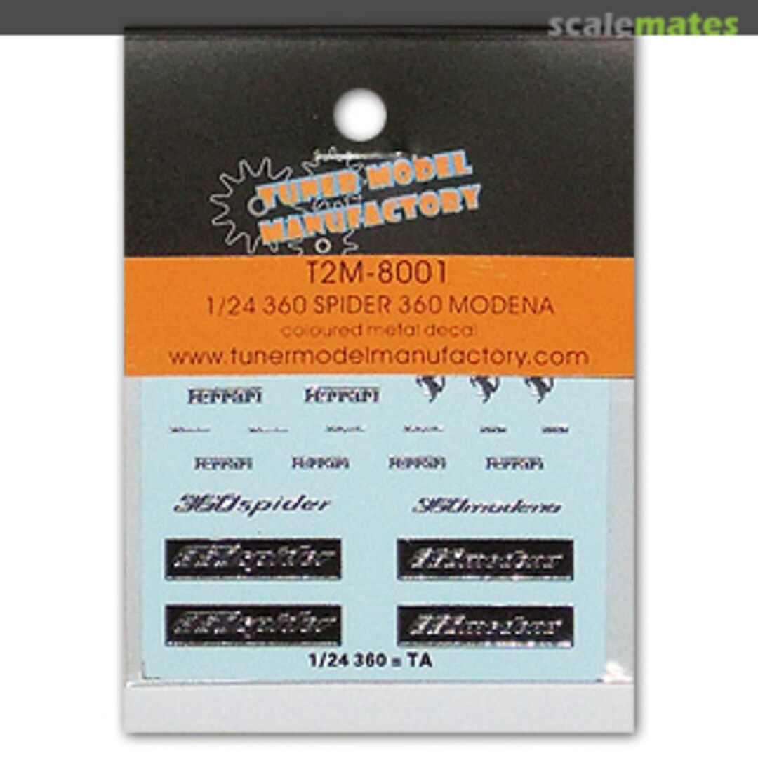 Boxart Ferrari 360 coloured metal decal T2M-8001 Tuner Model Manufactory Boxart Ferrari 360 coloured metal decal T2M-8001 Tuner Model Manufactory
