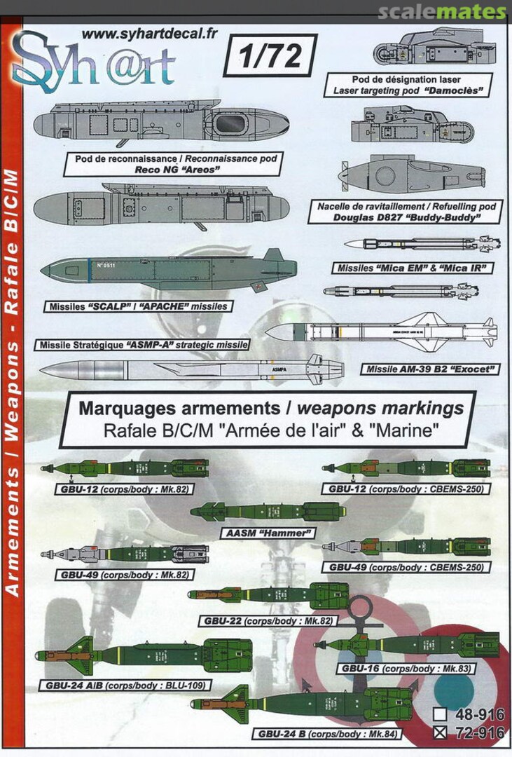 Boxart Armement / Weapon Rafale B/C/M 72-916 Syhart Boxart Armement / Weapon Rafale B/C/M 72-916 Syhart