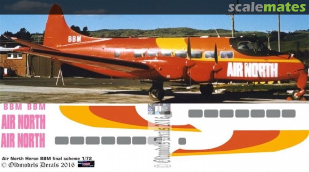 Boxart Air North Heron 1B BBM final scheme OMD1023A Oldmodels Decals