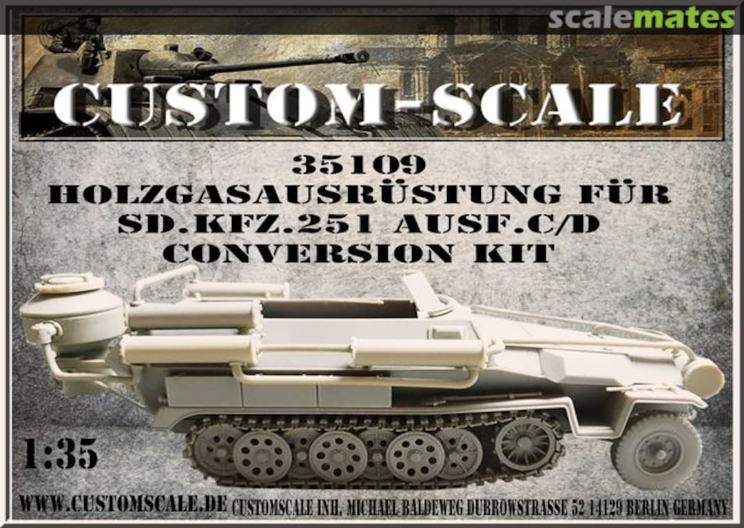 Boxart Holzgasausrüstung Für Sd.Kfz.251 Ausf. C/D conversion kit 35109 Custom-Scale Boxart Holzgasausrüstung Für Sd.Kfz.251 Ausf. C/D conversion kit 35109 Custom-Scale