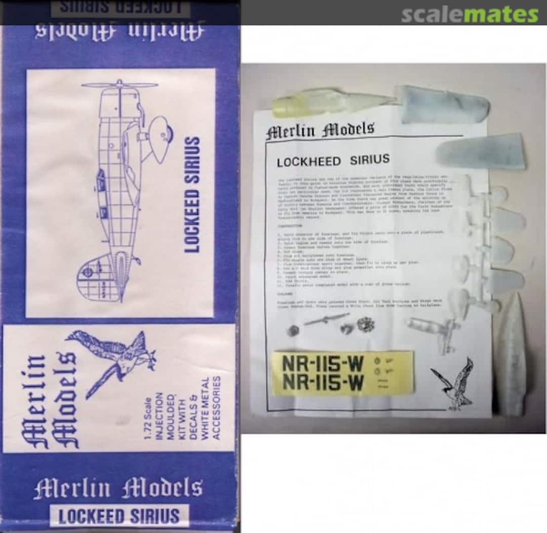 Boxart Lockheed Sirius Merlin Models Boxart Lockheed Sirius Merlin Models
