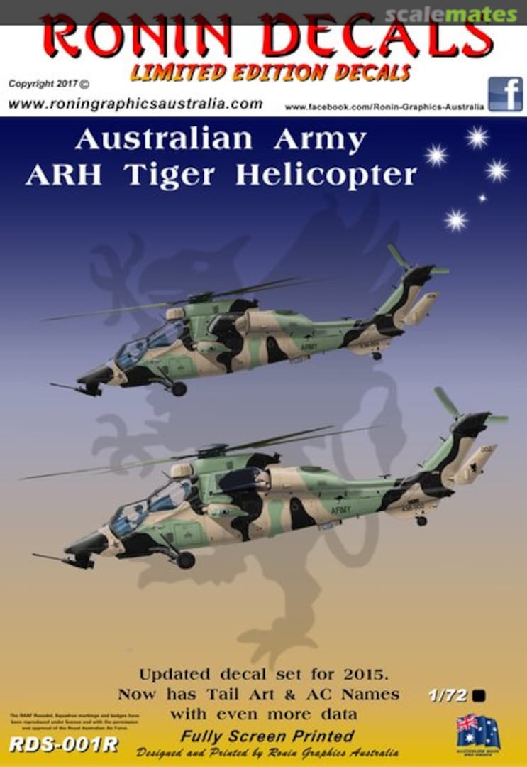 Boxart Australian Army ARH Tiger Helicopter RDS-001R Ronin Decals Boxart Australian Army ARH Tiger Helicopter RDS-001R Ronin Decals