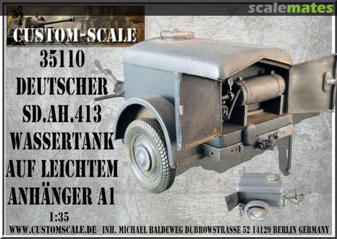 Boxart Sd.Ah.413 Wassertank auf leichtem Anhänger A1 35110 Custom-Scale Boxart Sd.Ah.413 Wassertank auf leichtem Anhänger A1 35110 Custom-Scale