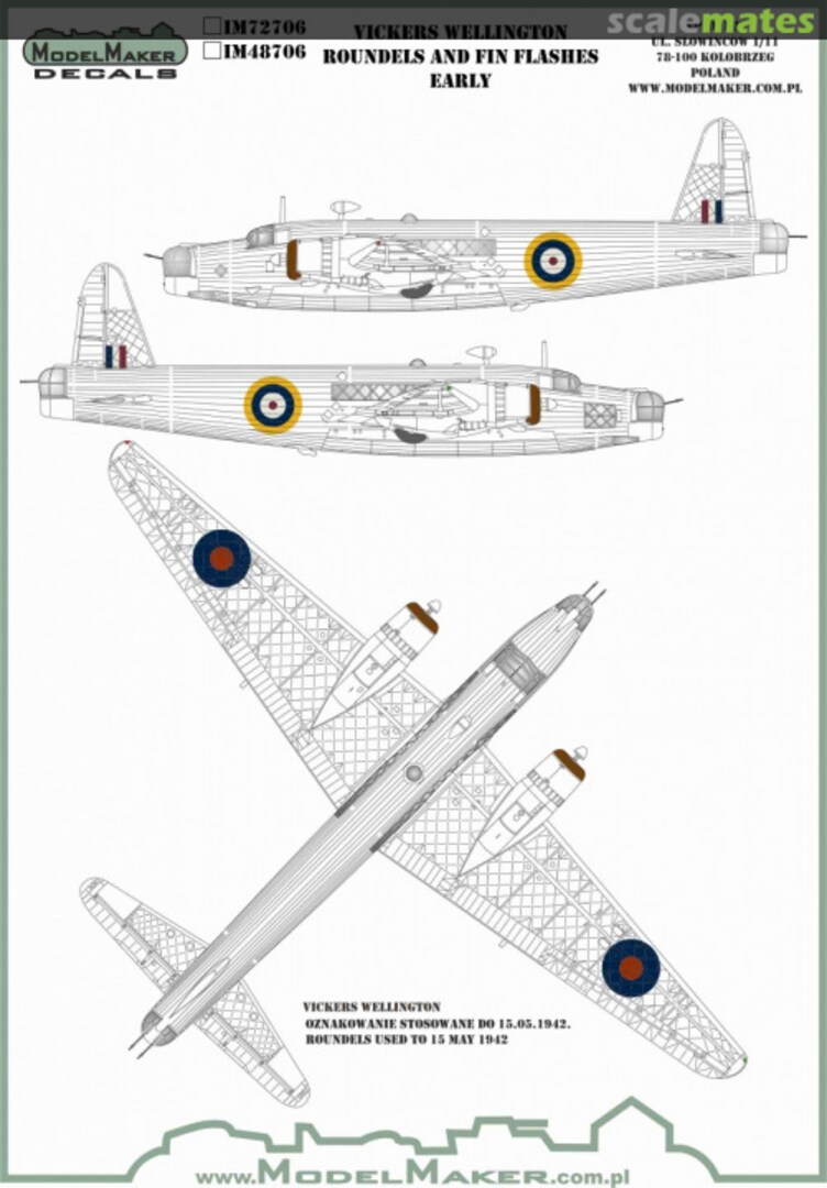 Boxart Vickers Wellington - Roundels and Fin Flashes Early IM48706 ModelMaker Boxart Vickers Wellington - Roundels and Fin Flashes Early IM48706 ModelMaker