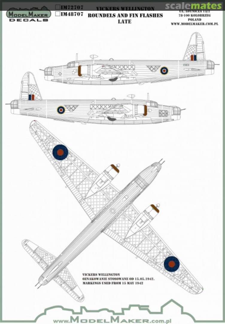 Boxart Vickers Wellington - Roundels and Fin Flashes Late IM48707 ModelMaker Boxart Vickers Wellington - Roundels and Fin Flashes Late IM48707 ModelMaker