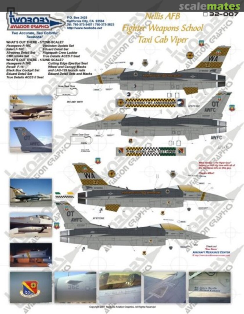 Boxart F-16C Fighting Falcon 72-006 TwoBobs Aviation Graphics
