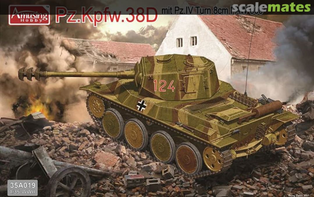 Boxart Pz.Kpfw.38D mit Pz.IV Turn 8cm PAW 600 35A019 Amusing Hobby Boxart Pz.Kpfw.38D mit Pz.IV Turn 8cm PAW 600 35A019 Amusing Hobby