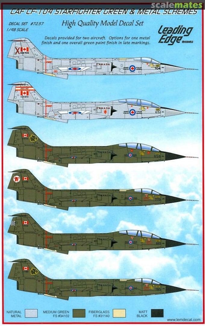 Boxart CAF CF-104 Starfighter Green & Metal Schemes 48.57 Leading Edge Boxart CAF CF-104 Starfighter Green & Metal Schemes 48.57 Leading Edge