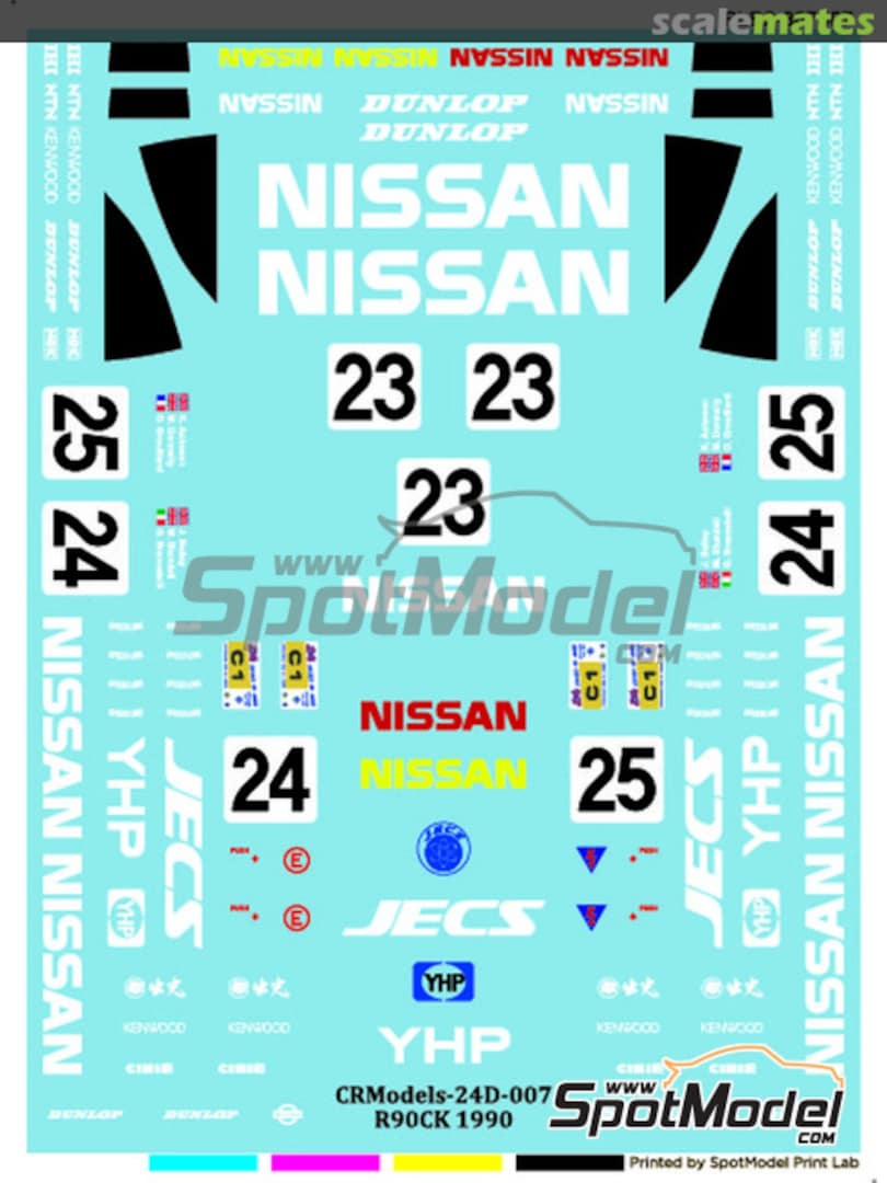 Boxart Nissan R90CK Nissan Motorsports International Team sponsored by YHP, JECS #23, 24 , 25 PLB2-807507 Print Lab Decals Boxart Nissan R90CK Nissan Motorsports International Team sponsored by YHP, JECS #23, 24 , 25 PLB2-807507 Print Lab Decals