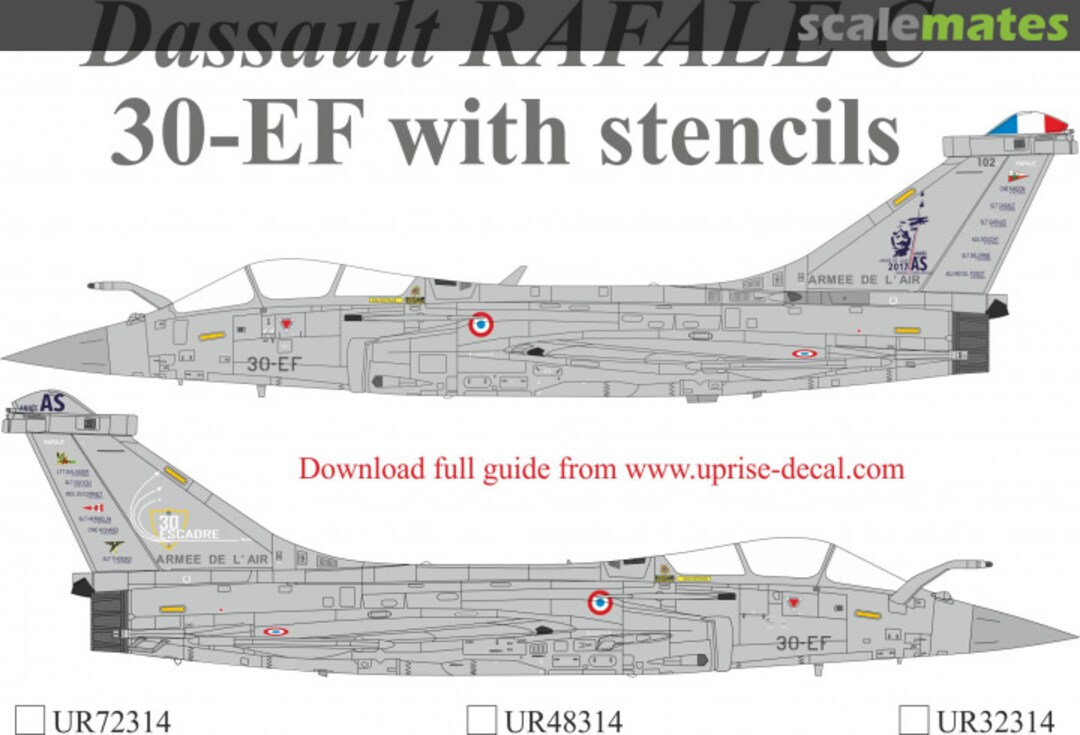 Boxart Dassault Rafale C 30-EF with stencils UR72314 UpRise Decal Boxart Dassault Rafale C 30-EF with stencils UR72314 UpRise Decal