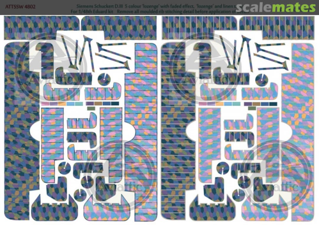 Boxart Siemens Schuckert DIII 5 color 'Lozenge' faded finish with lozenge and linen rib tapes ATT48039 Aviattic Boxart Siemens Schuckert DIII 5 color 'Lozenge' faded finish with lozenge and linen rib tapes ATT48039 Aviattic