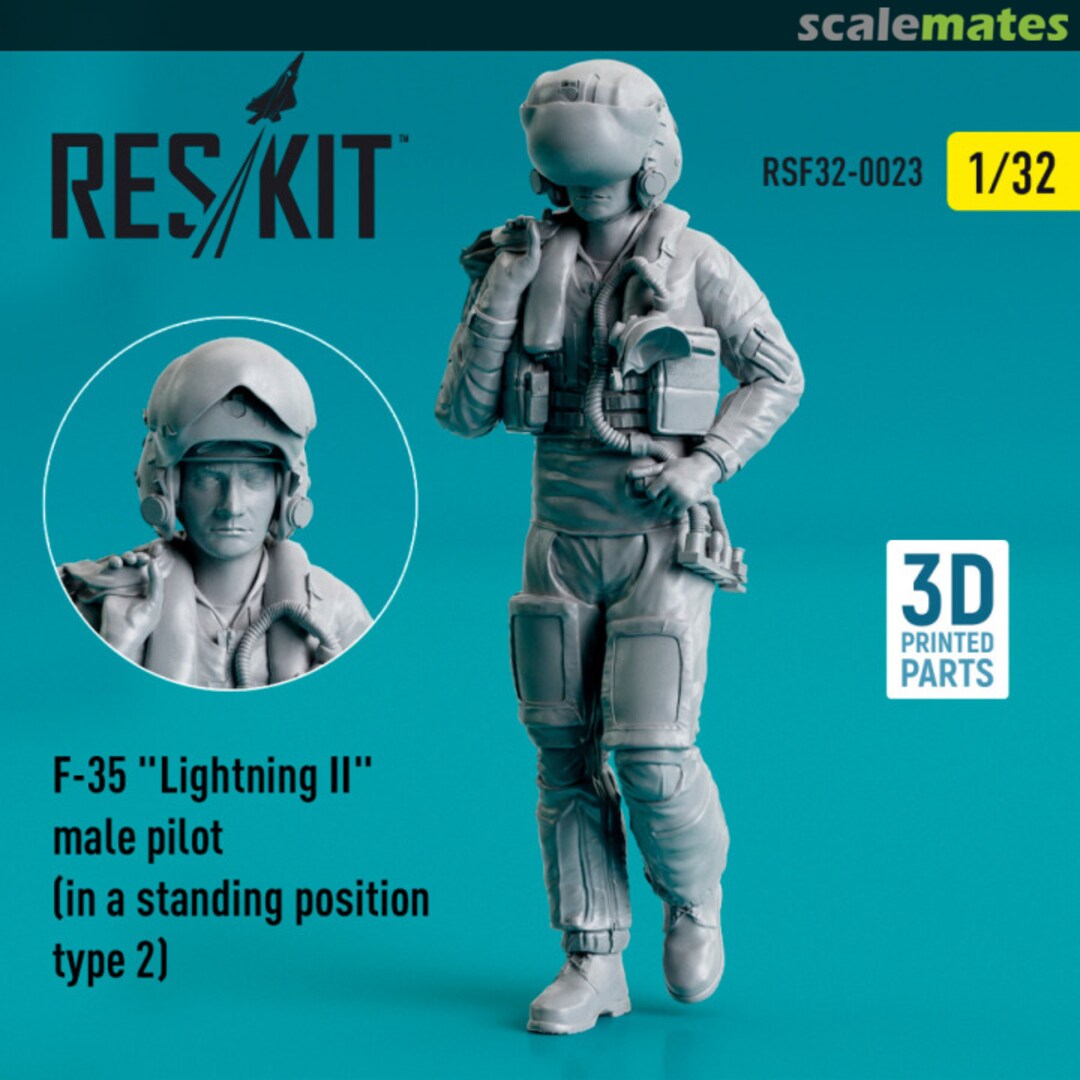 Boxart F-35 Lightning II male pilot (in a standing position - type 2) (3D Printed) RSF32-0023 ResKit Boxart F-35 Lightning II male pilot (in a standing position - type 2) (3D Printed) RSF32-0023 ResKit