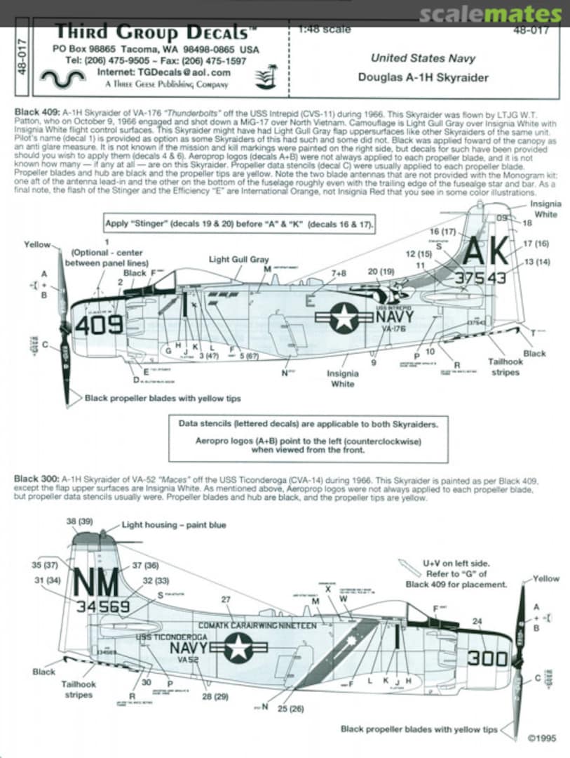 Contents Douglas A-1H Skyraider 48-017 Third Group Decals Contents Douglas A-1H Skyraider 48-017 Third Group Decals
