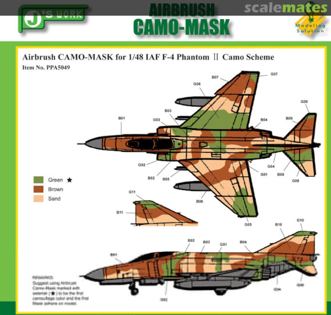 Boxart CAMO-MASK IAF F-4 Phantom II Camo Scheme PPA5049 J's Work Boxart CAMO-MASK IAF F-4 Phantom II Camo Scheme PPA5049 J's Work