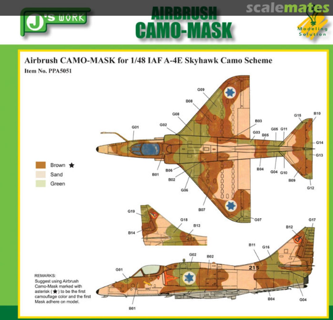 Boxart CAMO-MASK IAF A-4E Skyhawk Camo PPA5051 J's Work