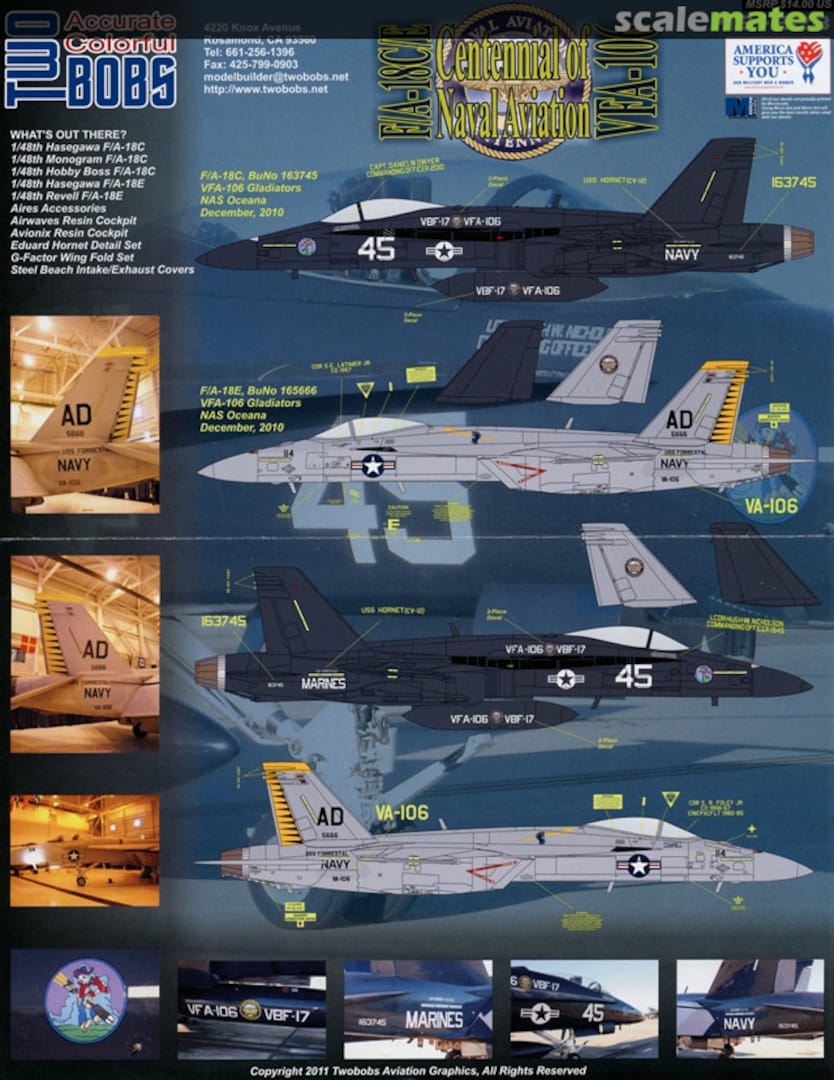 Boxart F/A-18C/E Centennial of Naval Aviation VFA-106 48-228 TwoBobs Aviation Graphics Boxart F/A-18C/E Centennial of Naval Aviation VFA-106 48-228 TwoBobs Aviation Graphics