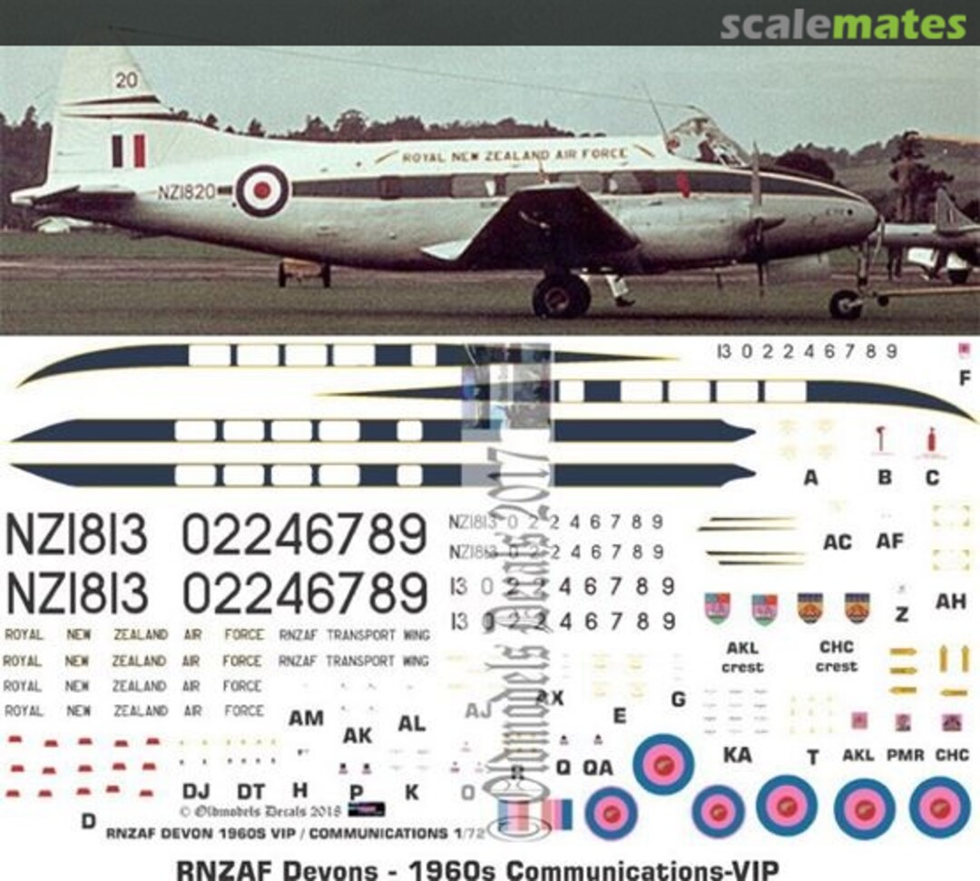 Boxart RNZAF Devon - VIP-Communications - 1960-69 OMD0645 Oldmodels Decals