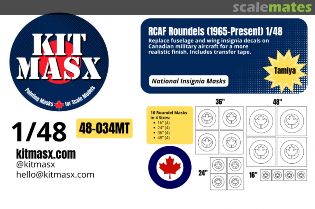 Boxart RCAF Roundels (1965-Present), national insignia masks 48-034MT Kit Masx Boxart RCAF Roundels (1965-Present), national insignia masks 48-034MT Kit Masx