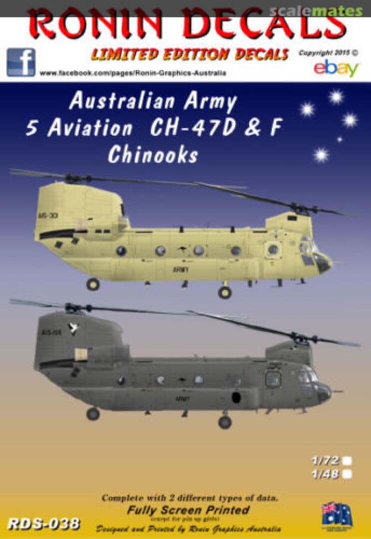 Boxart CH-47D/F CHINOOK - Australian Army 5 Aviation RDS-038 Ronin Decals Boxart CH-47D/F CHINOOK - Australian Army 5 Aviation RDS-038 Ronin Decals