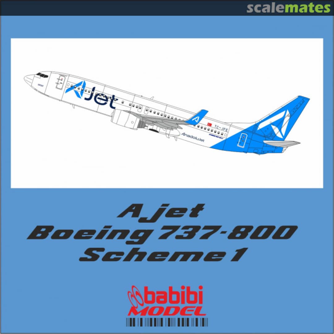 Boxart AJet Airlines 737-800 fleet scheme-1 decal set Dat-01204 Babibi model Boxart AJet Airlines 737-800 fleet scheme-1 decal set Dat-01204 Babibi model