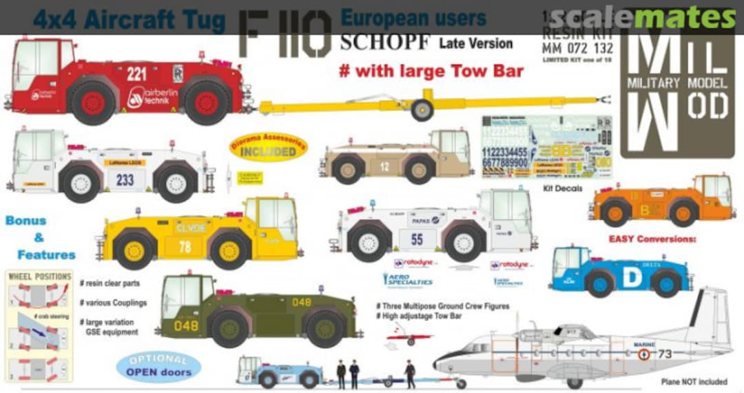 Boxart Schopf F110 4x4 Aicraft Tug - Medium Type with Large tow bar & Tug Equipment (Europe) MM072-132 Mil Mod Boxart Schopf F110 4x4 Aicraft Tug - Medium Type with Large tow bar & Tug Equipment (Europe) MM072-132 Mil Mod