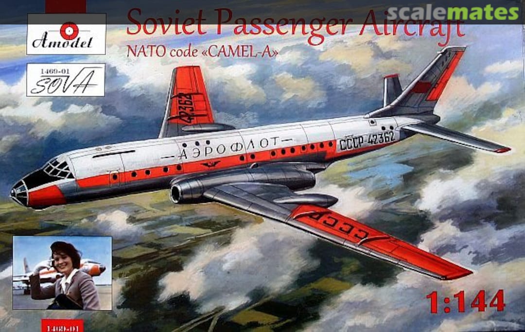 Boxart Tupolev Tu-104 airliner,Aeroflot, kit2 1469-01 Amodel Boxart Tupolev Tu-104 airliner,Aeroflot, kit2 1469-01 Amodel