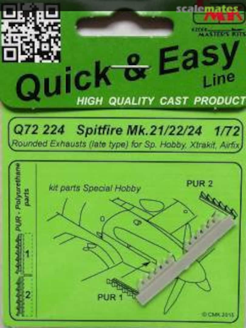 Boxart Spitfire Mk.21/22/24 Rounded Exhausts Q72224 CMK Boxart Spitfire Mk.21/22/24 Rounded Exhausts Q72224 CMK