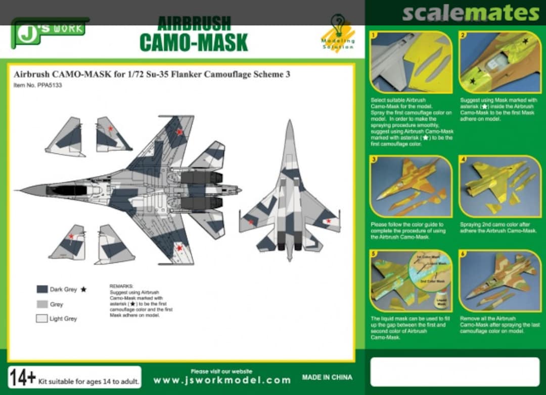 Boxart Airbrush CAMO-MASK for Su-35 Flanker PPA5133 J's Work