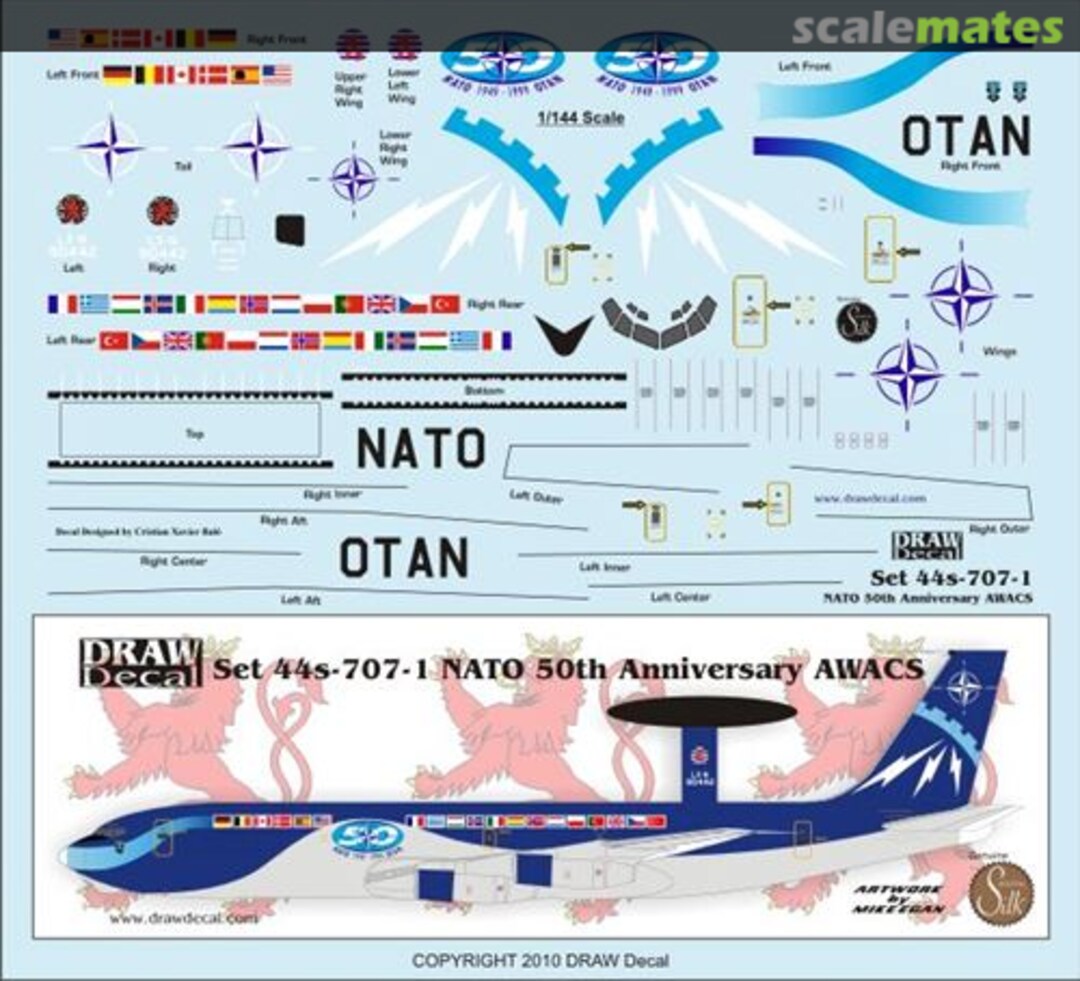 Boxart Boeing E-3A Sentry AWACS 44s-707-1 Draw Decal