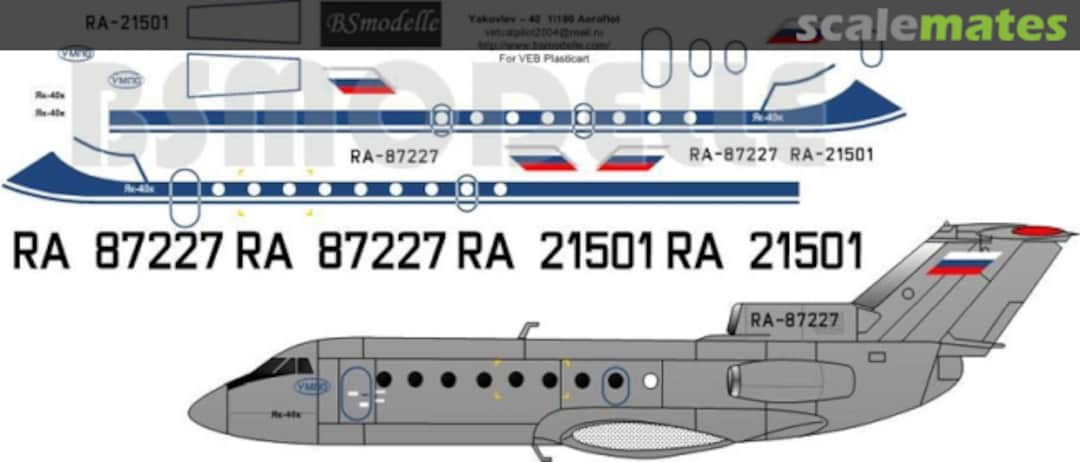 Boxart Yakovlev Yak-40 UMPO decals BSM100292 BSmodelle