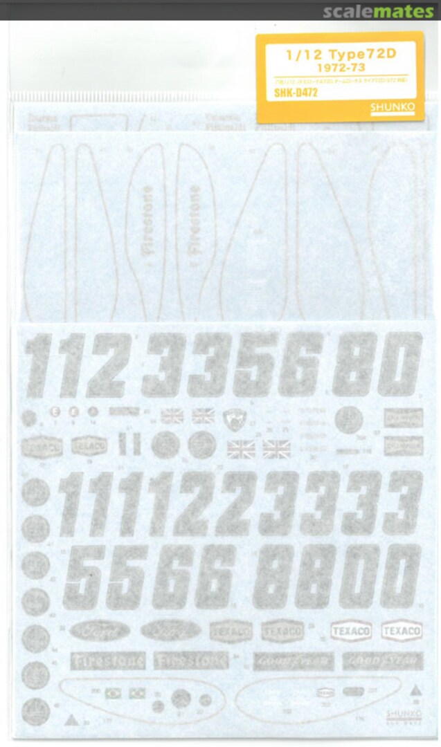 Boxart Lotus Ford Type 72D Lotus Team sponsored by John Player Special #1, 8, 32 SHK-D472 Shunko Models